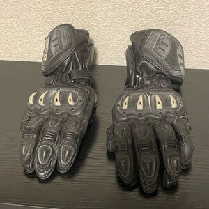 Black Leather Motorcycle Gloves